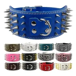Collar de cuero con tachuelas anchas para perro