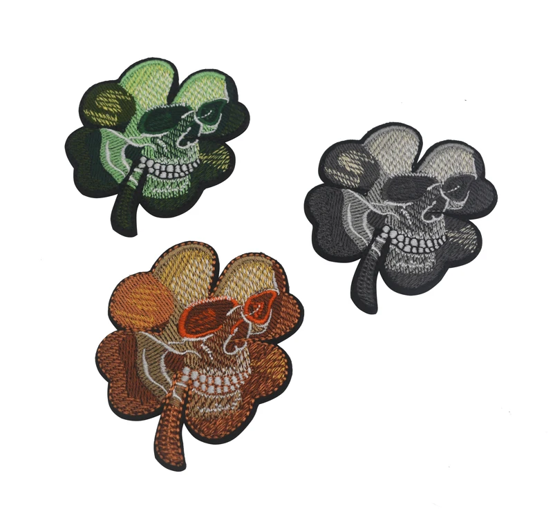 Parche bordado de calavera trébol verde militar brazalete para exteriores insignia pegatinas para tela Jeans sombrero parches tácticos - imagen 5