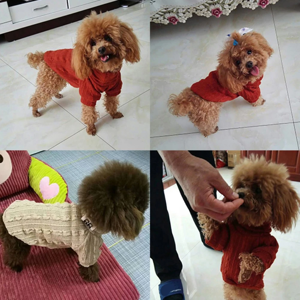 Suéteres de invierno para mascotas, ropa para perros pequeños, suéter cálido, abrigo para gatos, ropa de cuello alto, Camiseta de punto suave para perros