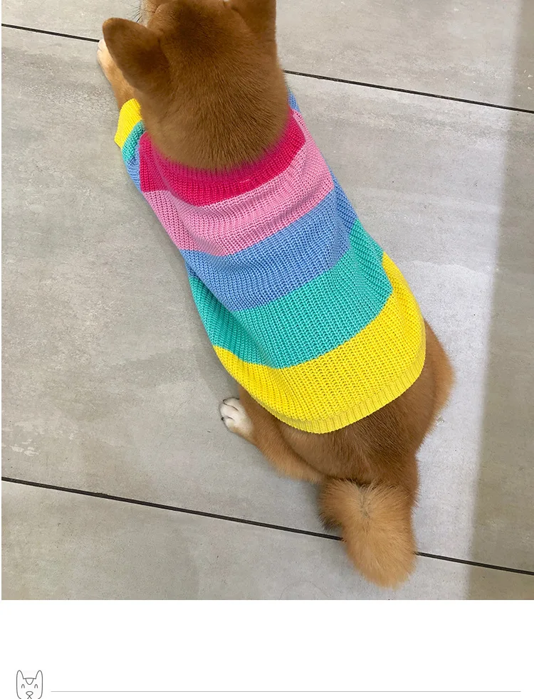 Suéter de punto de arcoíris para mascotas, sudadera cálida para perros, ropa de invierno para cachorros y gatitos - imagen 2