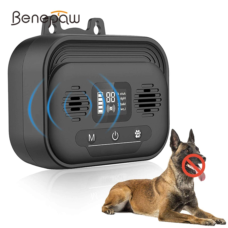 benepaw dispositivo antiladridos pantalla LCD ajustable disuasorio ultrasónico ladridos perros resistente agua entrenamiento mascotas hasta 15m
