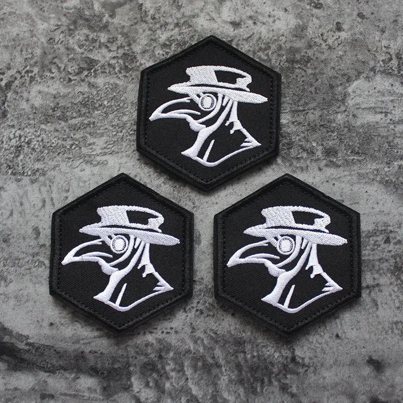 Parche bordado de médico de la peste, parches bordados tácticos militares decorativos médicos Steampunk hexagonales de pico Schnabel - imagen 3