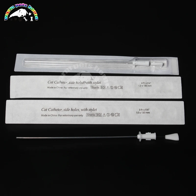 12 Uds. Cateteras para gatos con estilete, cateteras urinarias veterinarias para gatos, catéter de piedra uretral estéril, apertura lateral de 1,0/1,3mm - imagen 2