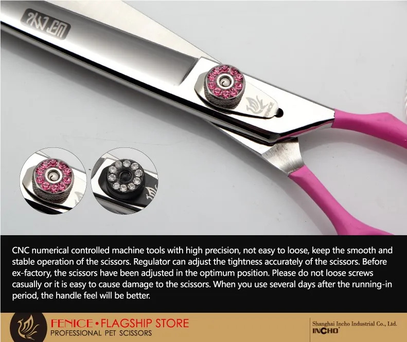 Fenice-tijeras profesionales de peluquería para perros, accesorio para cortar el pelo de mascotas, de 7,0, 7,5 y 8,0 pulgadas - imagen 5