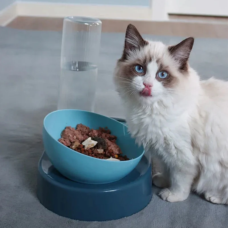 Detalle del bebedero automático con cuenco inclinado para proteger el cuello