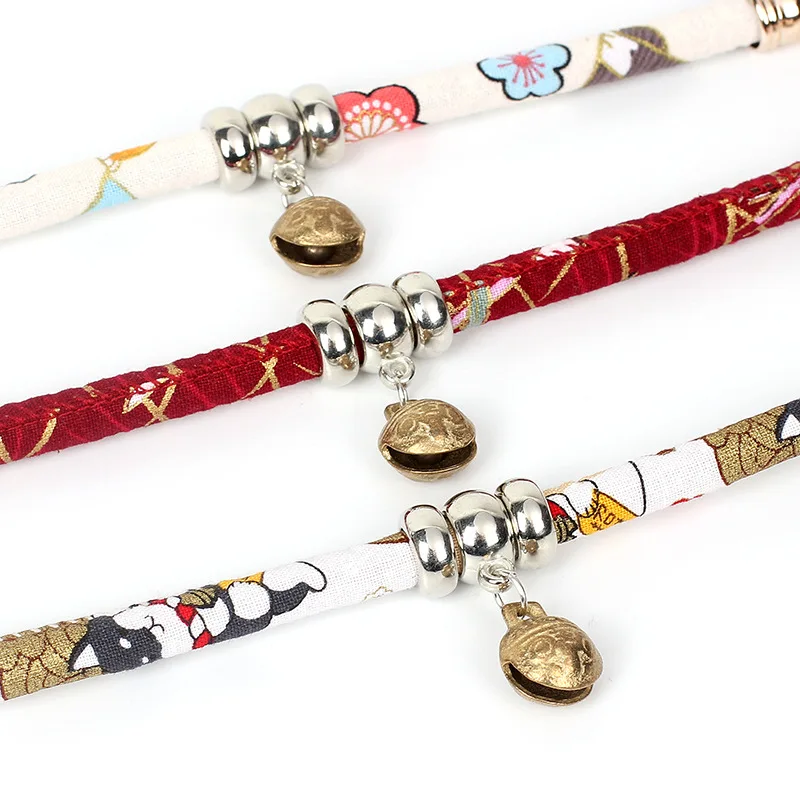 Collar de campana de cobre hecho a mano para perros y gatos, collar de estilo étnico, serie japonesa - imagen 3