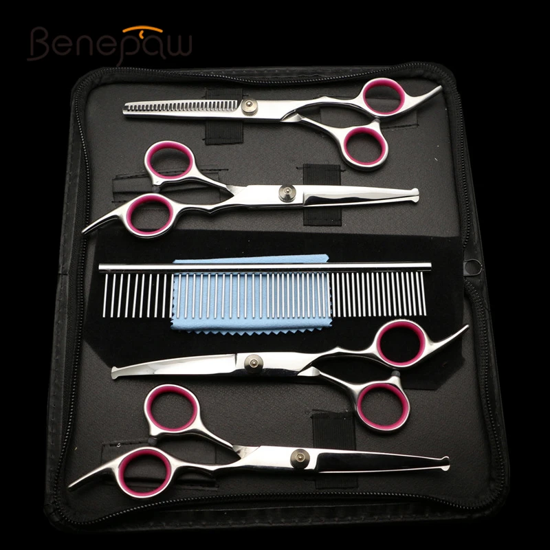 Benepaw tijeras acero inoxidable mascotas perros peluquero confortable puntas redondeadas curvadas kit herramientas regalo peine