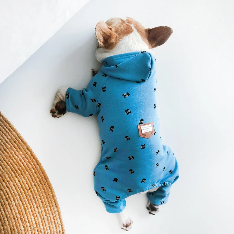 Ropa de invierno para perro Bulldog francés, cálida para perro Sudadera con capucha, chaqueta para perro Chihuahua Pug, suéter, mono de Navidad para perros - imagen 4