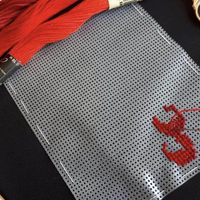 Lienzo Soluble en agua, tela mágica de 22x100cm, tela de punto de cruz de 14CT que desaparece en el agua, bricolaje, hecho a mano para bordado de ropa - imagen 4