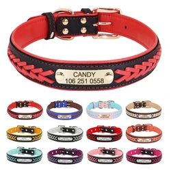 Collar de cuero para perro con placa grabada – Identificación personalizada
