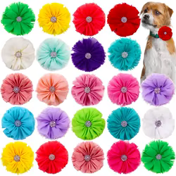 Pajarita de flores deslizante para perros y gatos pequeños