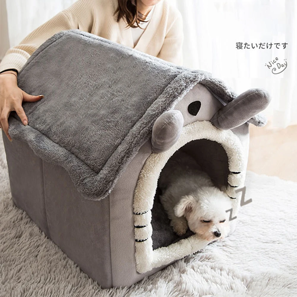 Casa plegable para perro, caseta cálida para interior, cueva para gato, cama para dormir profunda, lavable, perros y gatos pequeños extraíble - imagen 3