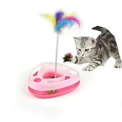 Plato giratorio con plumas para gatos y perros pequeños