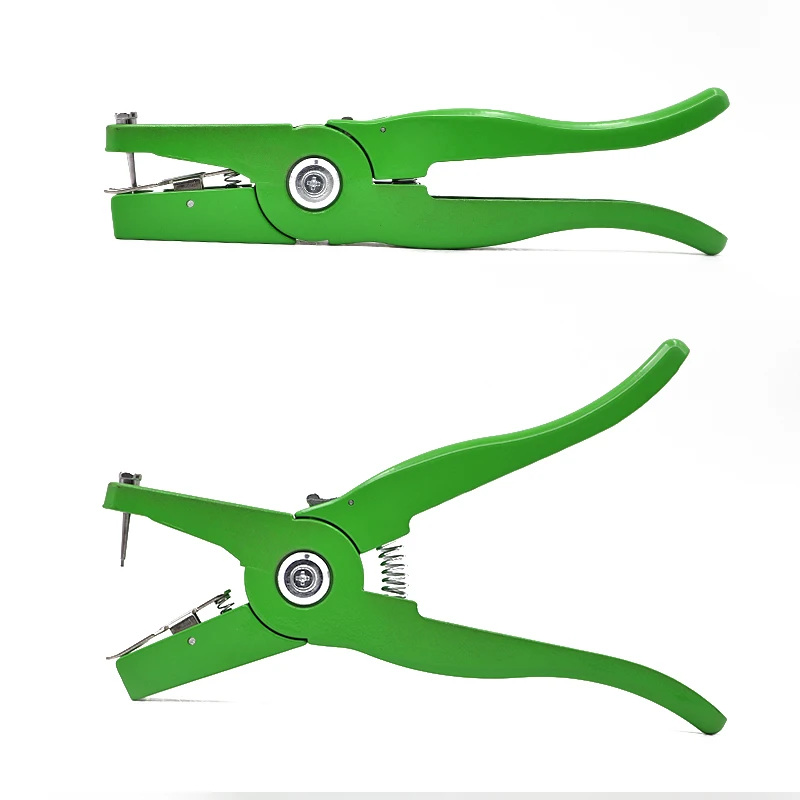 Alicates de etiqueta de oreja de Animal de ganado, pinzas de Espina de oreja de Metal verde, herramienta de identificación de vaca, oveja, conejo, Universal, 1 unidad - imagen 2