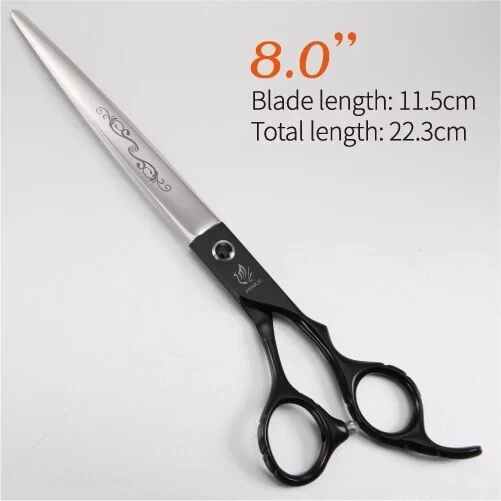 Fenice 7.0/7.5/8.0 inch Straight Cutting Scissors for Dogs Professional Grooming Shear Flower Pattern Japan 440C - imagen 5