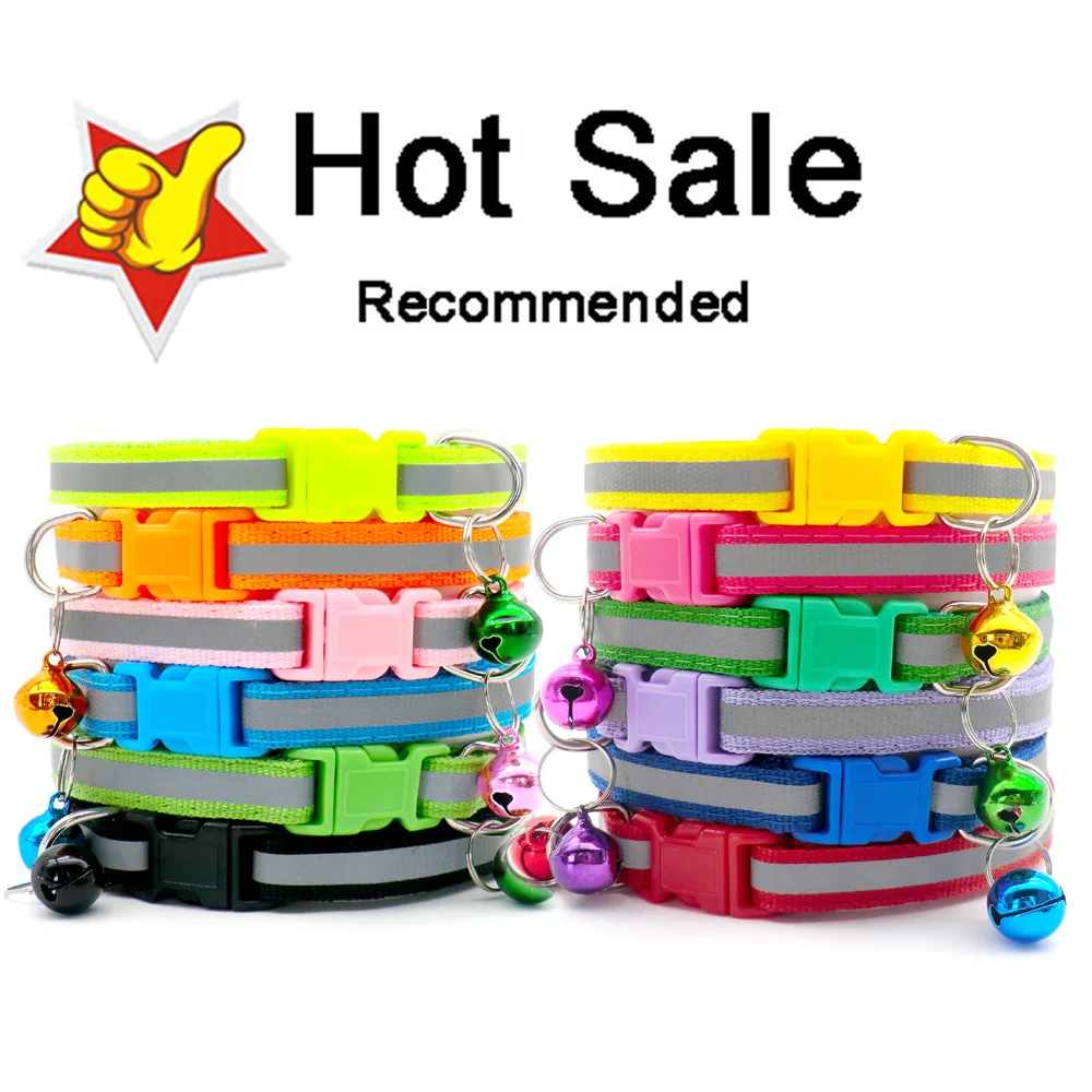 Venta al por mayor 100 Uds Collar de gato con campana Collar personalizado para mascotas cachorro gatito Collar de perro pequeño accesorios de hebilla ajustable - imagen 2