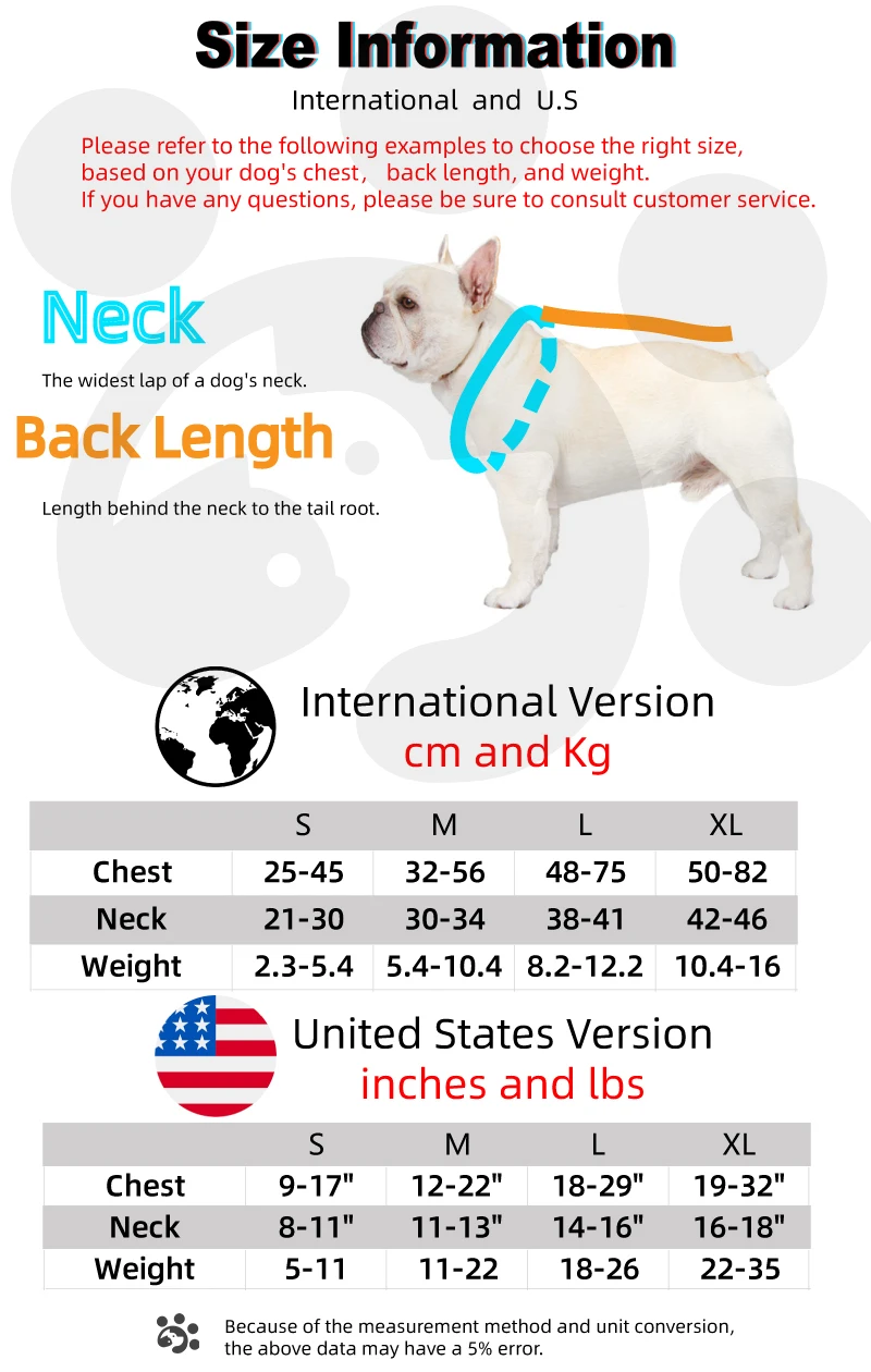 Arnés Perros - Guía de tallas