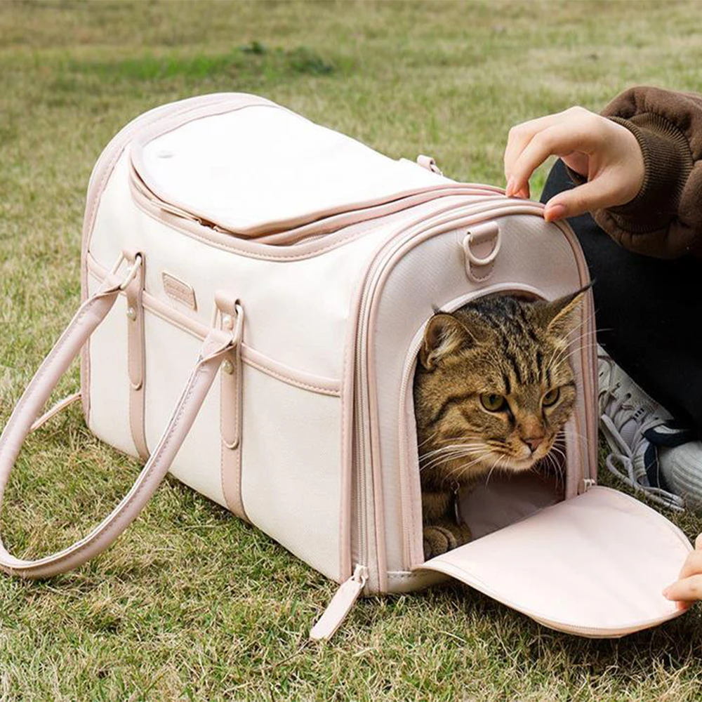 Bolsa transportadora de tela Oxford para gatos, transportador portátil de un solo hombro para mascotas, bolsa de viaje para perros pequeños de malla transpirable, bandolera para exteriores - imagen 2