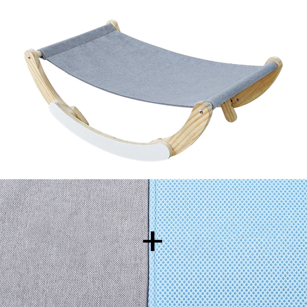 Cama de madera desmontable para gatos, hamaca columpio, marco de madera fuerte y duradero, estera para dormir interior para cachorros y gatitos, suministros cómodos para mascotas - imagen 4