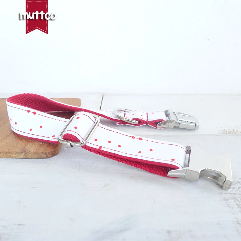 MUTTCO vende al por menor collar de perro de diseño propio THE RED INK hecho a mano de poliéster satinado y nailon 5 tamaños collar de perro UDC093 - imagen 3
