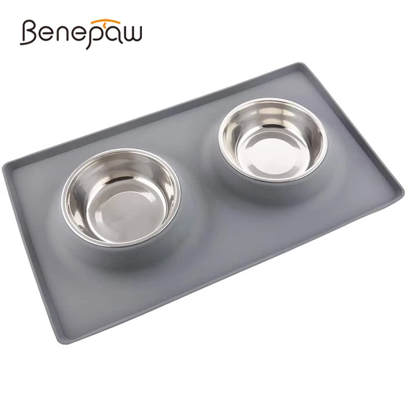 benepaw cuenco doble acero inoxidable perro alfombrilla silicona no tóxico antideslizante sin derrames agua comida mascotas alimentación cachorros gatos