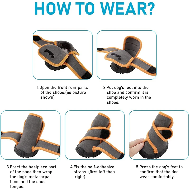 Benepaw-zapatos suaves para perro, botas resistentes al agua, antideslizantes, ajustables, con correas cruzadas, para caminar, senderismo y correr - imagen 5