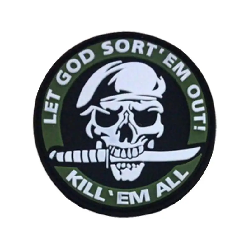 Deja que Dios clasifique la insignia de Em Out, decorativo militar, aplique de costura, adorno, parches tácticos, Kill Em, todo el parche de PVC - imagen 2