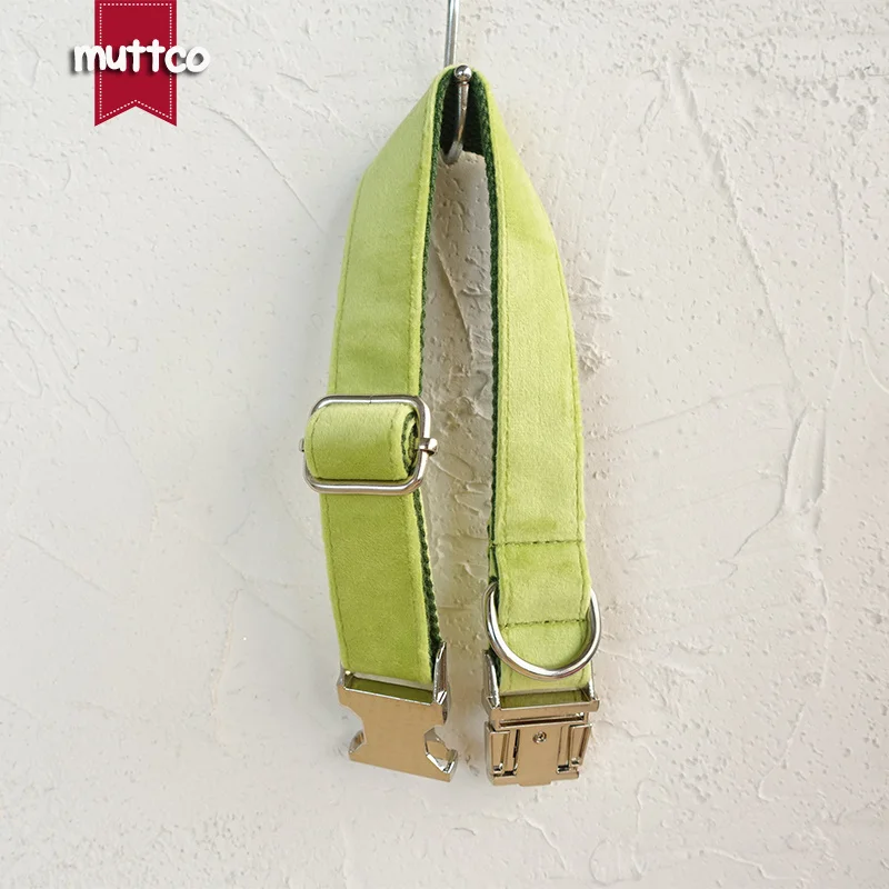 Collar de perro con hebilla de metal grabada MUTTCO, collar con etiqueta de identificación de perro AVOCADO, placa de identificación de 5 tamaños, suministro antipérdida para mascotas UDC110 - imagen 2