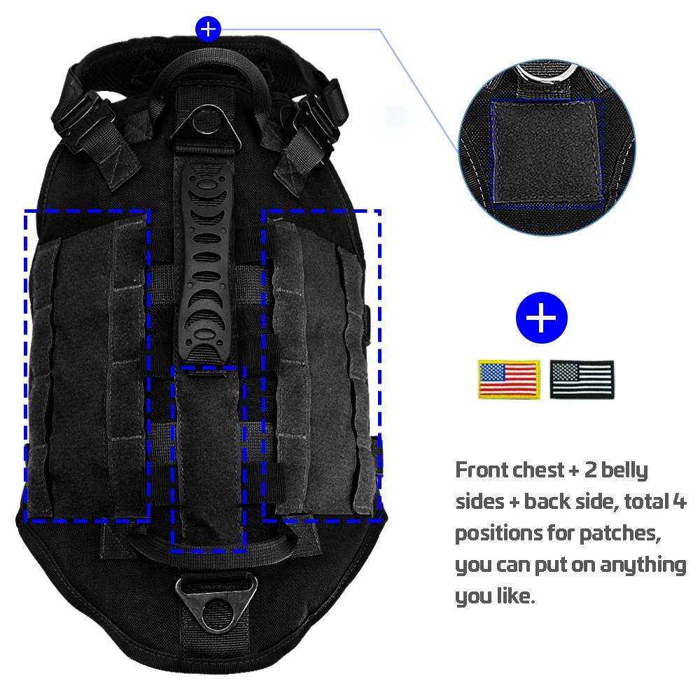 Arnés militar de nailon resistente para perro, chaleco táctico para mascotas con bolsa, chalecos de entrenamiento para perros medianos y grandes - imagen 3