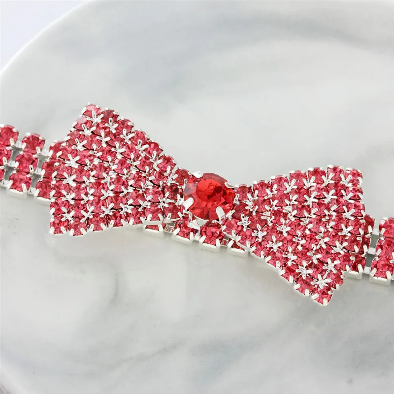 Collar de perro con lazo de diamantes de imitación, accesorios de lujo para cachorros para perros pequeños, Collar de joyería de cristal para boda, regalos para niña y mascota - imagen 4