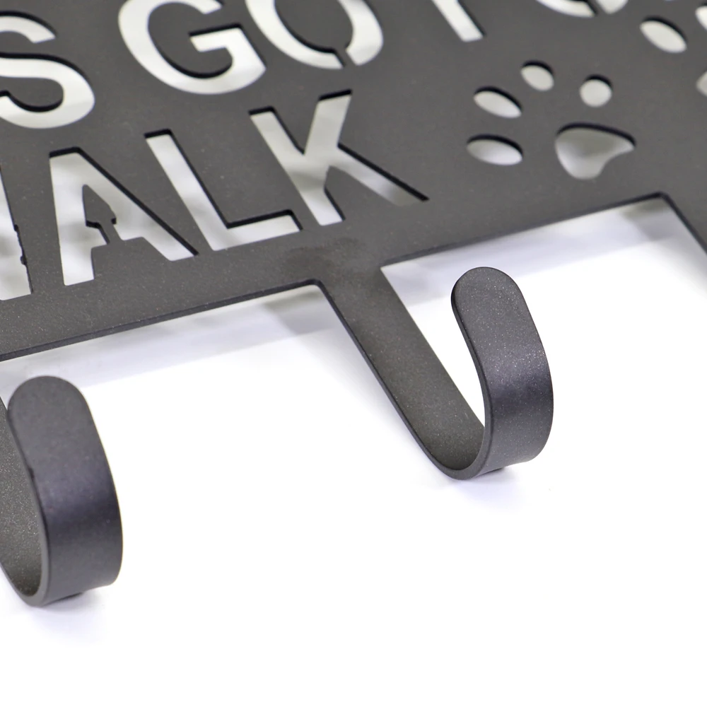 Colgador de correa de Metal para perro, soporte de pared con clavos gratis, llavero de nailon de cuero, accesorios para mascotas - imagen 4