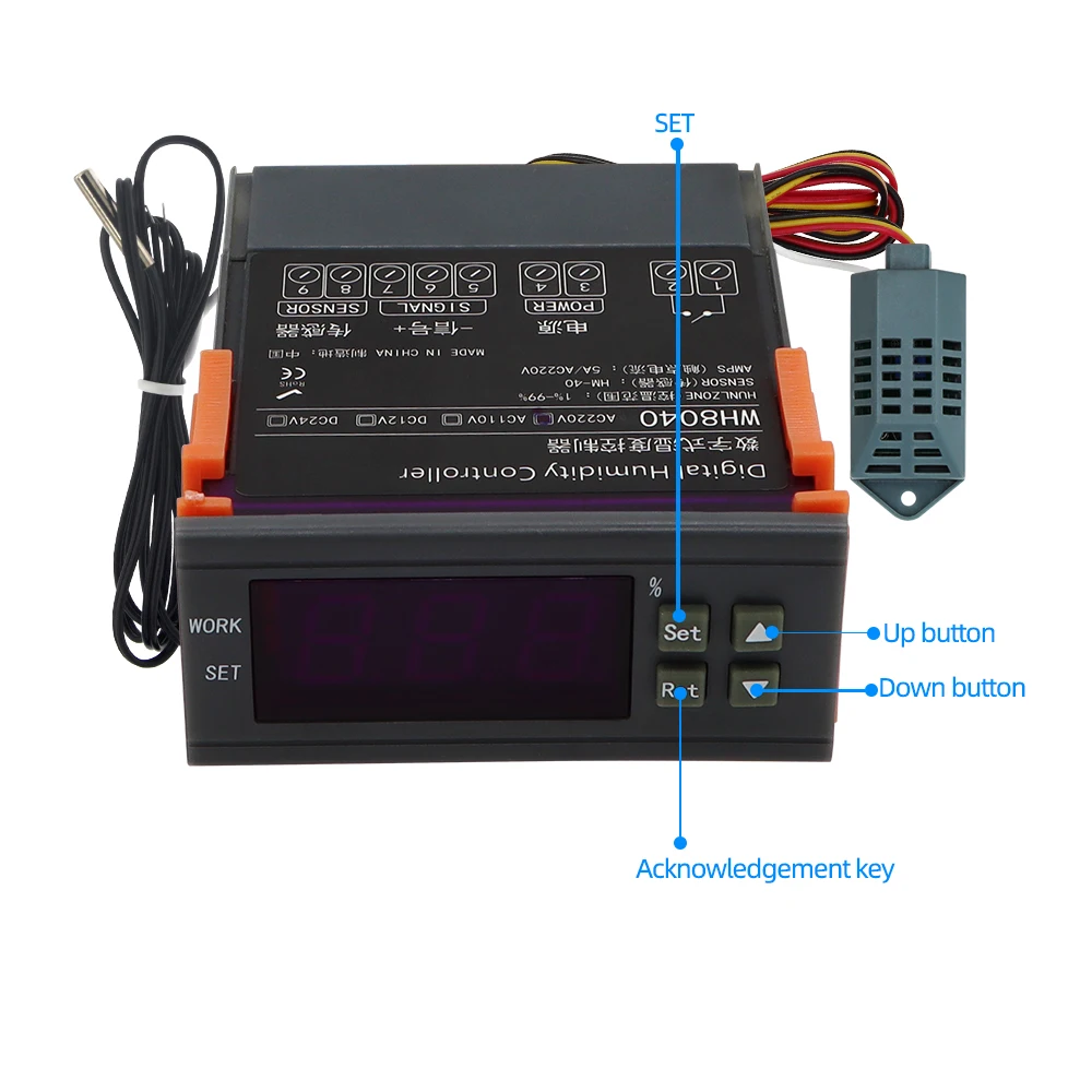 Controlador Digital de humedad WH8040, controlador de Control de humedad del aire, refrigerador doméstico, higrómetro, interruptor de Control, 12V, 24V, CA 220V - imagen 2