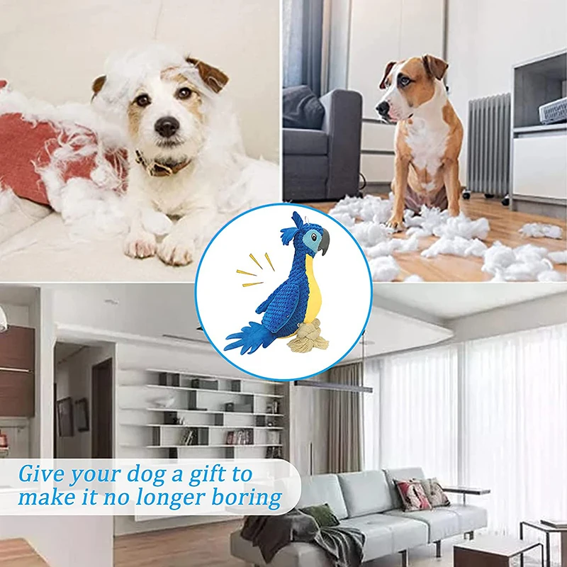 Benepaw-juguetes de peluche interactivos para perro, cuerda de algodón de peluche duradera, juguetes para cachorros, Limpieza de dientes, bordado de loro - imagen 2