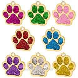 Placa identificación dorada con purpurina para perro y gato – 20 uds