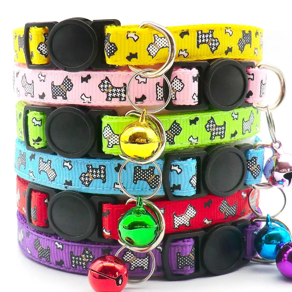 Venta al por mayor, 100 Uds., Collar para perro con campana, seguridad delicada, Collar informal para perro y gato, correa para el cuello, accesorios ajustables para perros de camuflaje - imagen 3