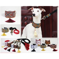 Collar de cuero étnico para galgo y whippet - Perro pequeño y mediano