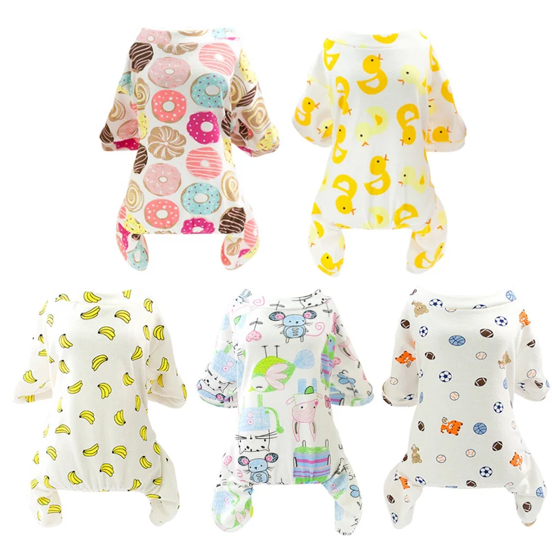 Pijama de algodón puro para perros pequeños, mono estampado, ropa de dormir suave para Chihuahua, caniche, Yorkie, Shih Tzu