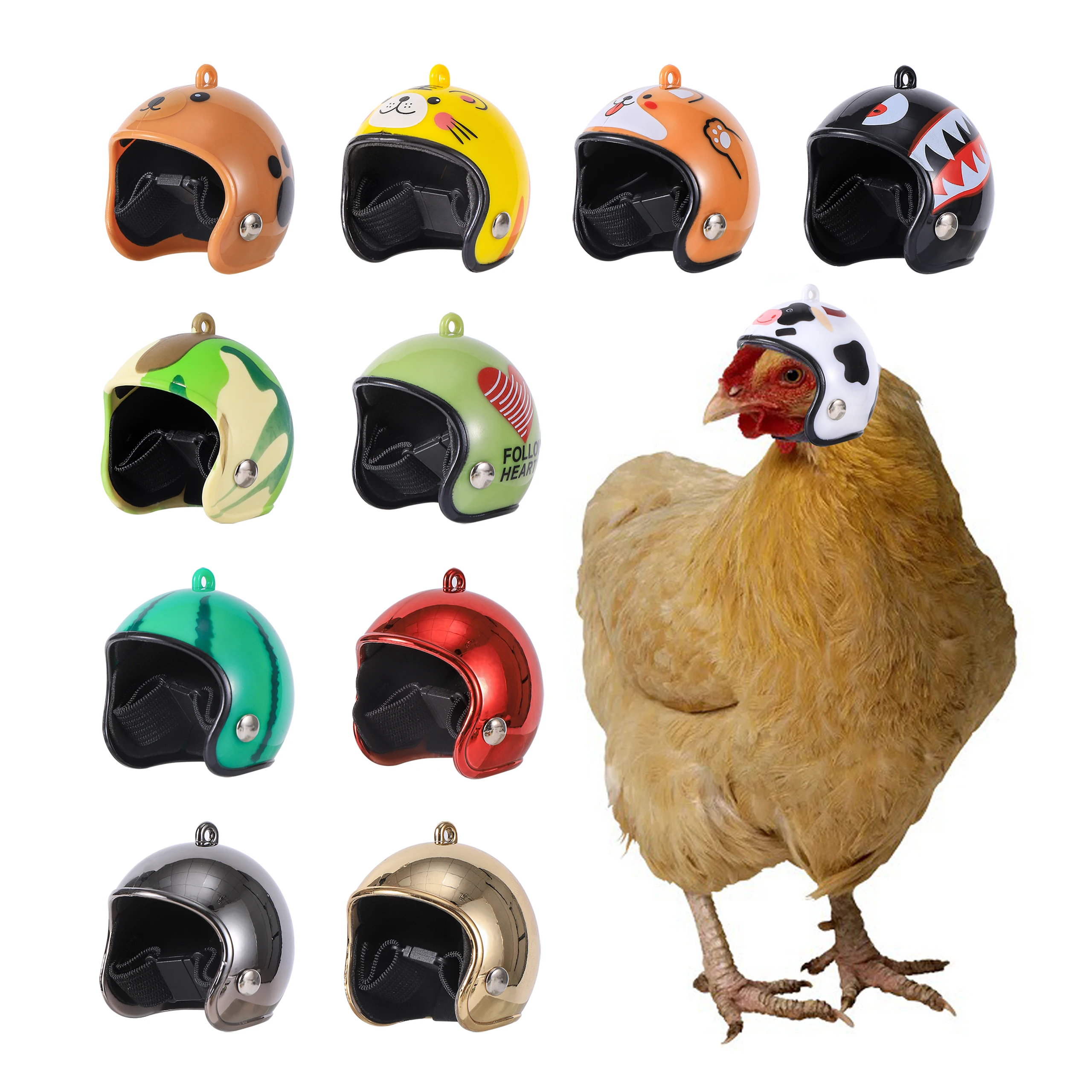 Casco de pollo para mascotas pequeñas, sombrero duro para codorniz, Paloma, suministros para mascotas, 1 unidad