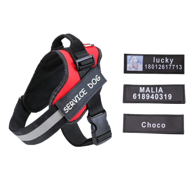 Arnés personalizado grande de la correa del pecho del perro de la etiqueta del velcro de la correa del pecho del animal doméstico de la etiqueta del nombre del parche del velcro - imagen 4