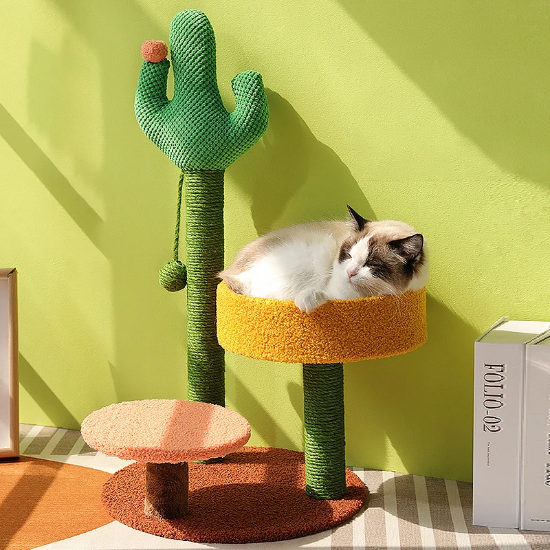 árbol sisal gato torre estilo cactus marco escalada gatito plataforma salto divertida poste rascado suministros mascotas