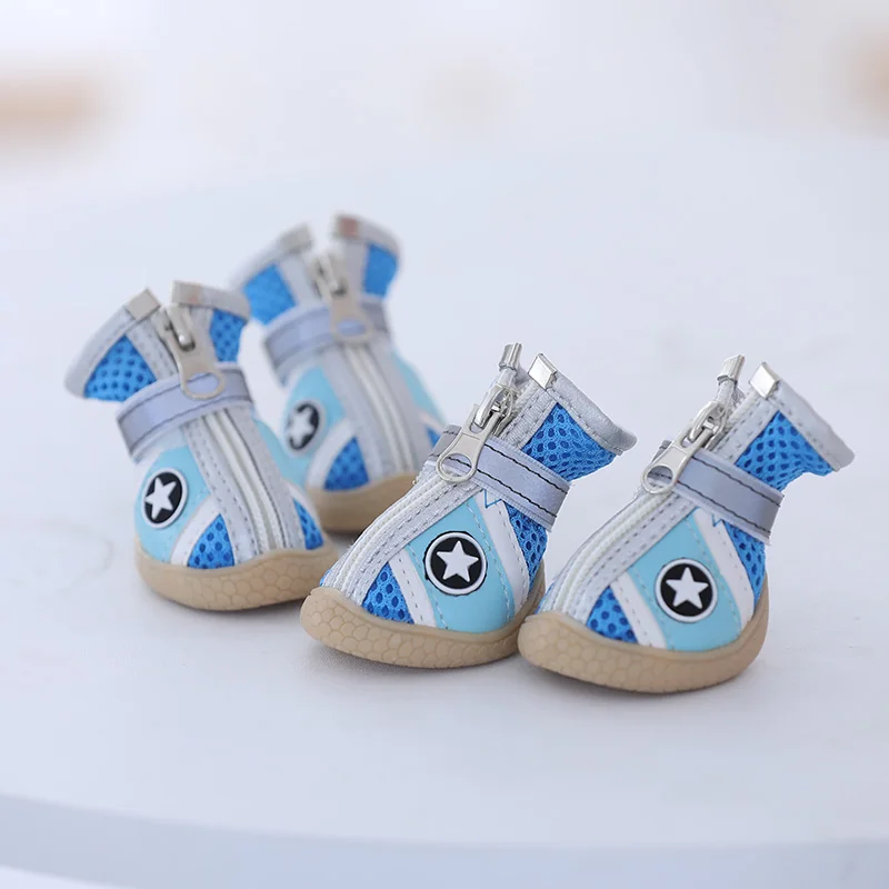 HOOPET-zapatos impermeables de invierno para perros, botas antideslizantes para mascotas, Protector de pata para perros pequeños y medianos con cremallera, 4 unidades - imagen 4