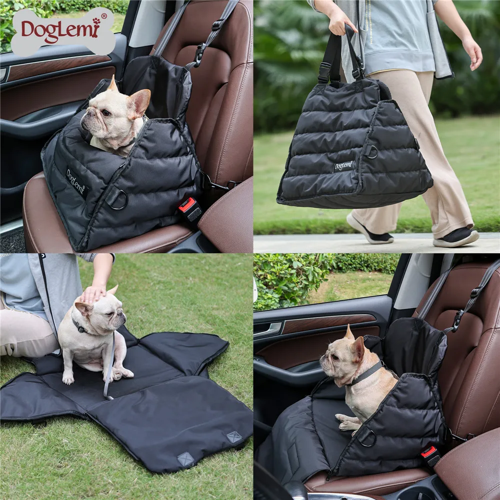Dog Car Seat Bed Carrier for Small Medium Dogs Waterproof Dog Car Seat Cover Safety Adjustable Pet Travel Bag Handy Soft Cushion - imagen 4