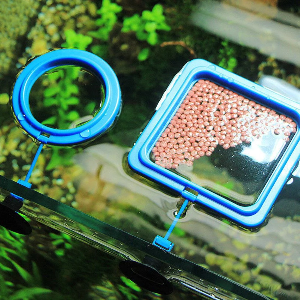 New Aquarium Feeding Ring Fish Tank Station Floating Food Tray  Square Circle Accessory Water Plant Buoyancy Suction - imagen 2