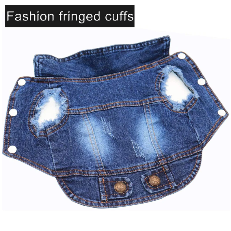 Ropa para perros y gatos, chaqueta vaquera para perros pequeños y medianos, Beagle Yorkie Chihuahua, abrigo vaquero lavado oscuro, ropa para mascotas para primavera y otoño - imagen 3