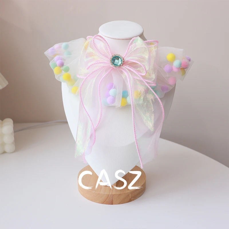 Lujo brillante gato perro gatito arcos Bandana caniche llavero gargantilla felpa tul joya accesorios para mascotas Pomerania - imagen 3