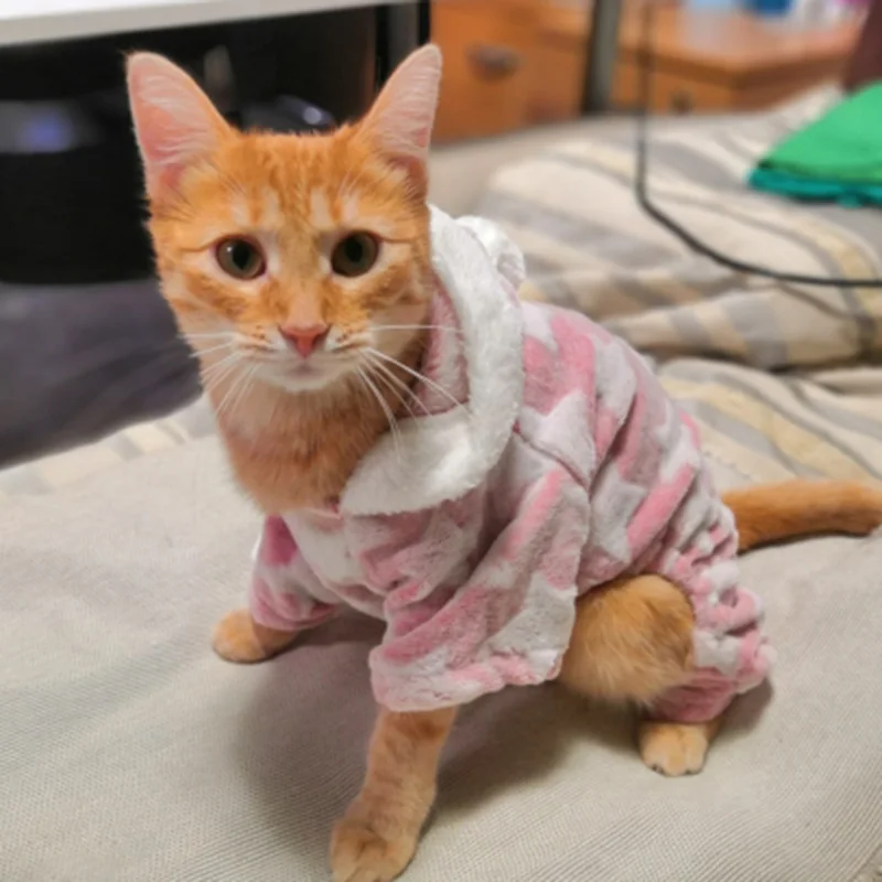 Pijamas cálidos de invierno para gatos Katten Gotas Sphynx, monos Kedi para cachorros, mono de lana suave para mascotas, disfraz de Mascotas kombinezon dla psa - imagen 4