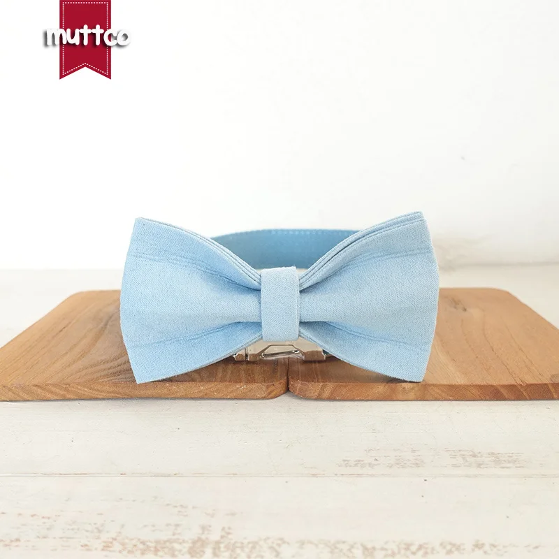 MUTTCO vende al por menor collar de diseño propio THE SKY collar hecho a mano poliéster satinado y nylon wathet azul 5 tamaños collar y correa para perro UDC032 - imagen 4