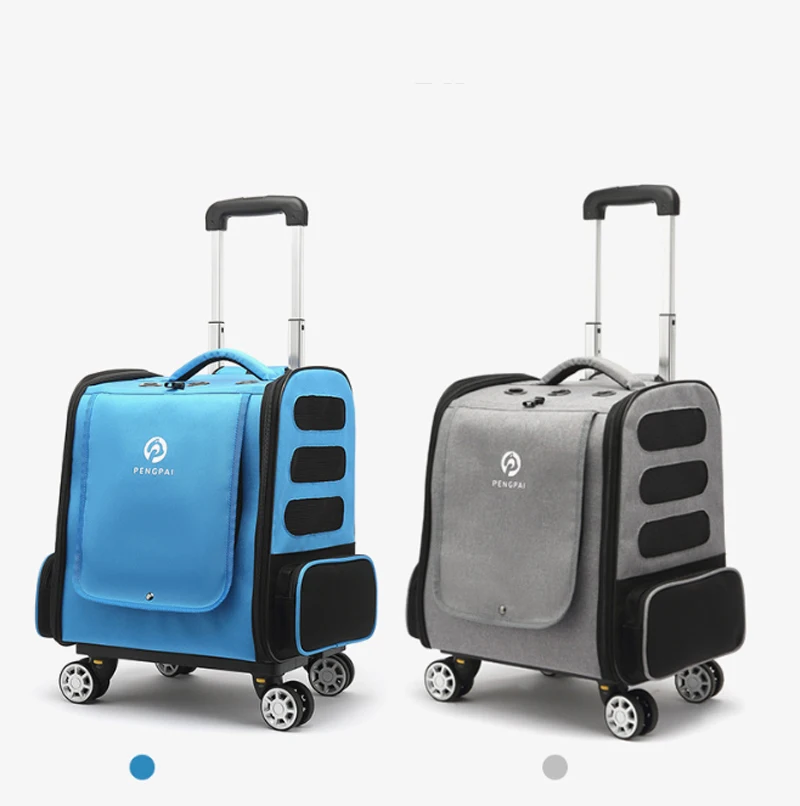 Mochila de transporte con ruedas para mascotas, bolso de viaje cómodo y transpirable, dos en uno, extraíble, para gato y perro - imagen 2