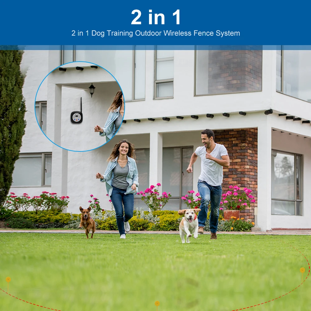 Valla eléctrica inalámbrica con señal fuerte para perro, Collar de perro con tono de advertencia de descarga eléctrica para entrenamiento de mascotas, accesorios para perros - imagen 5