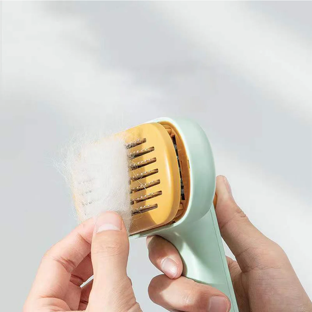 Peine de acero inoxidable para mascotas, cepillo rebanador autolimpiante para perros y gatos, herramienta de masaje y aseo para quitar el pelo suelto y enredado - imagen 3